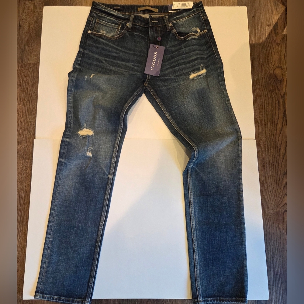 Vigoss Men's Distressed Blue Jeans